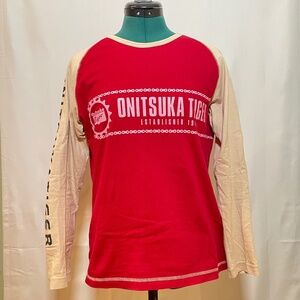 Onitsuka Tiger Women’s Red and Pink Baseball-Style Long Sleeve! Never Worn!